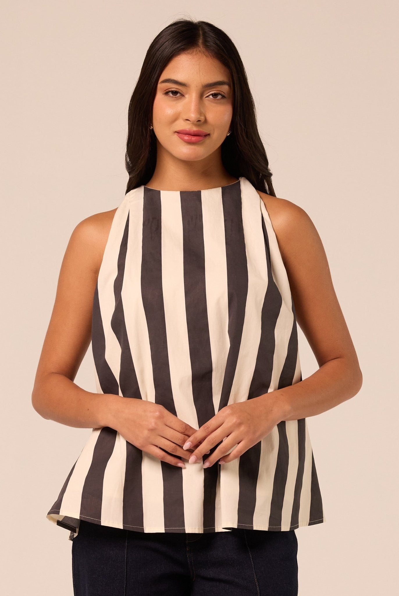 V Neck Flared Sleeveless Top - shopaleena