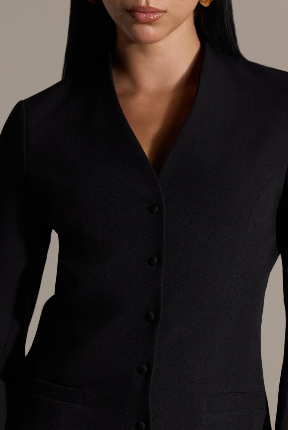 V-Neck Peplum Blazer - shopaleena