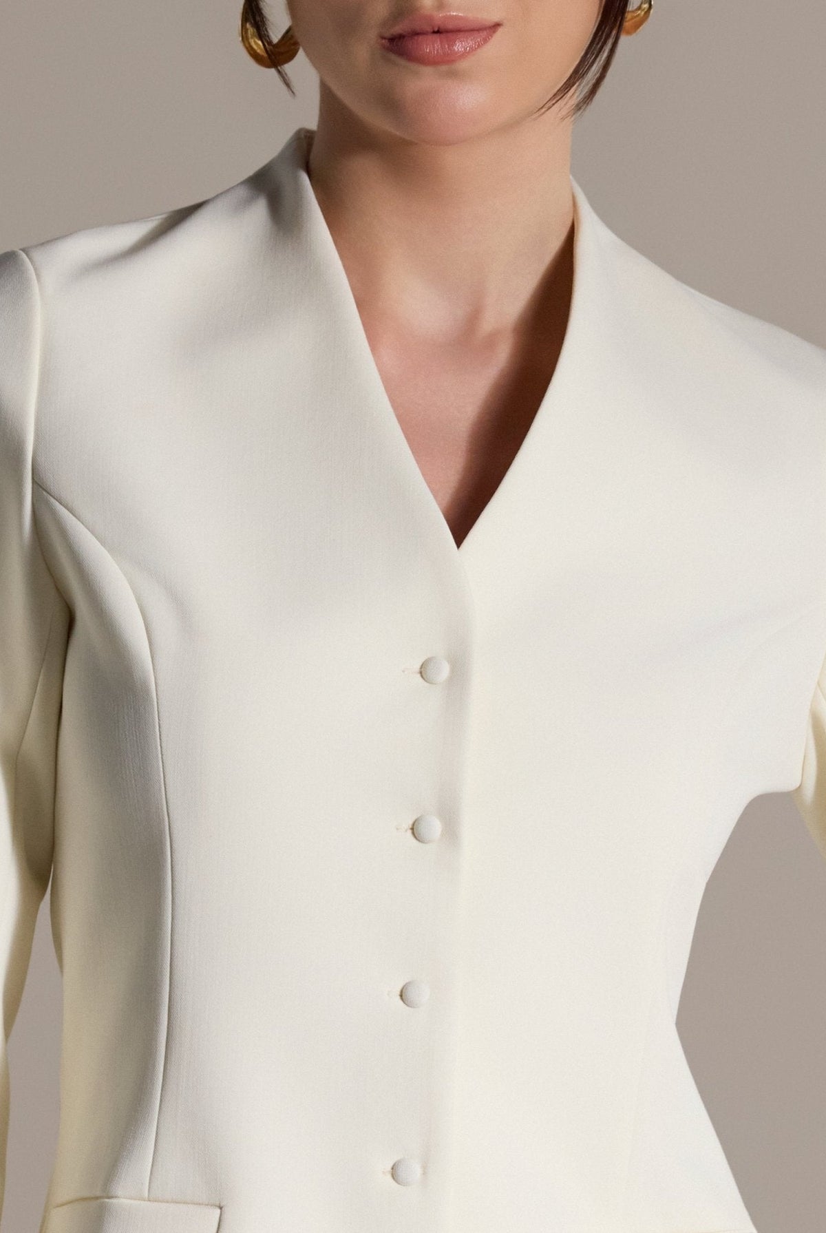 V-Neck Peplum Blazer - shopaleena