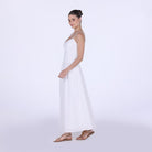 V - neckline Spaghetti Straps Midi Dress - shopaleena