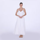 V - neckline Spaghetti Straps Midi Dress - shopaleena