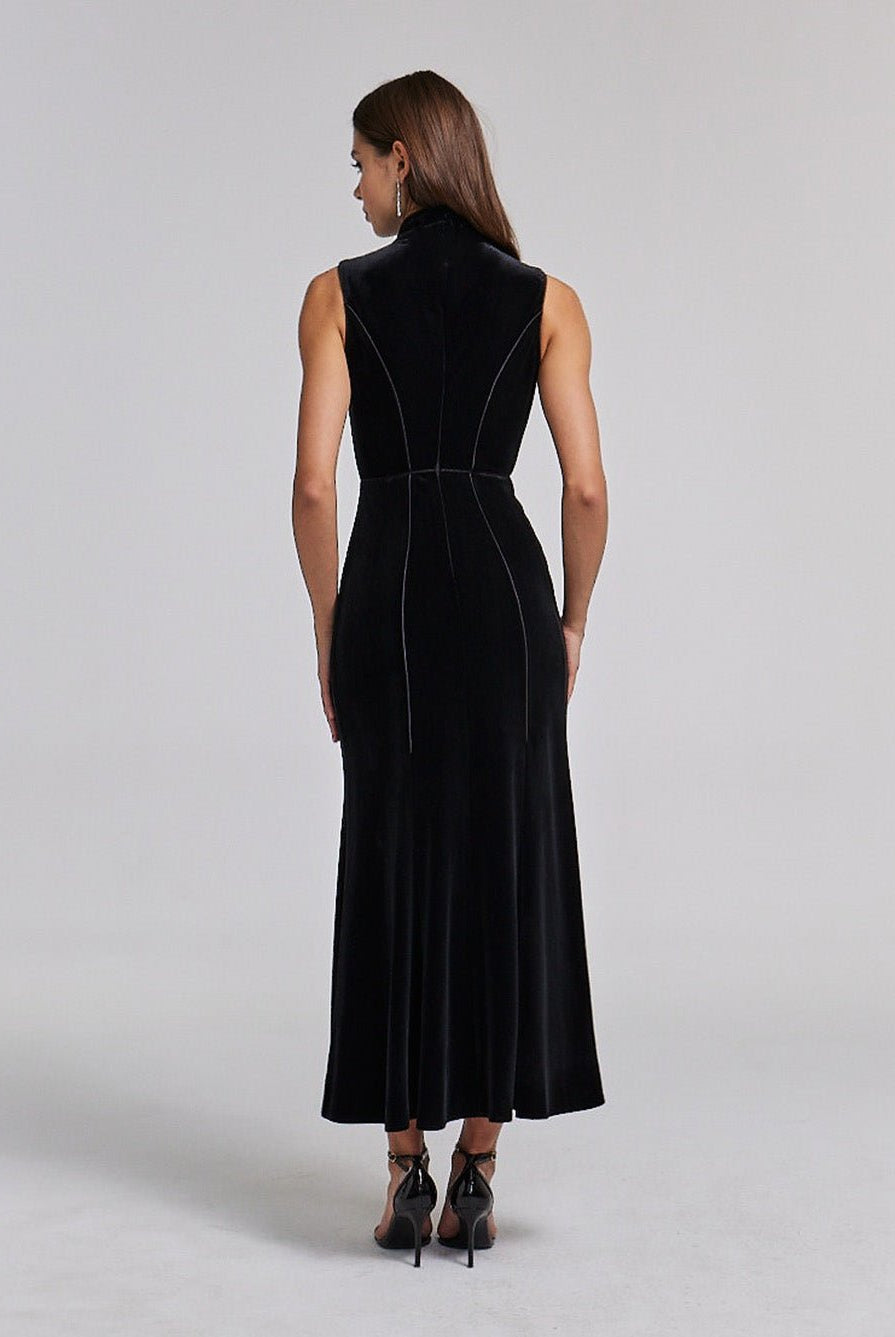 Velvet A - line Sleeveless Dress - shopaleena