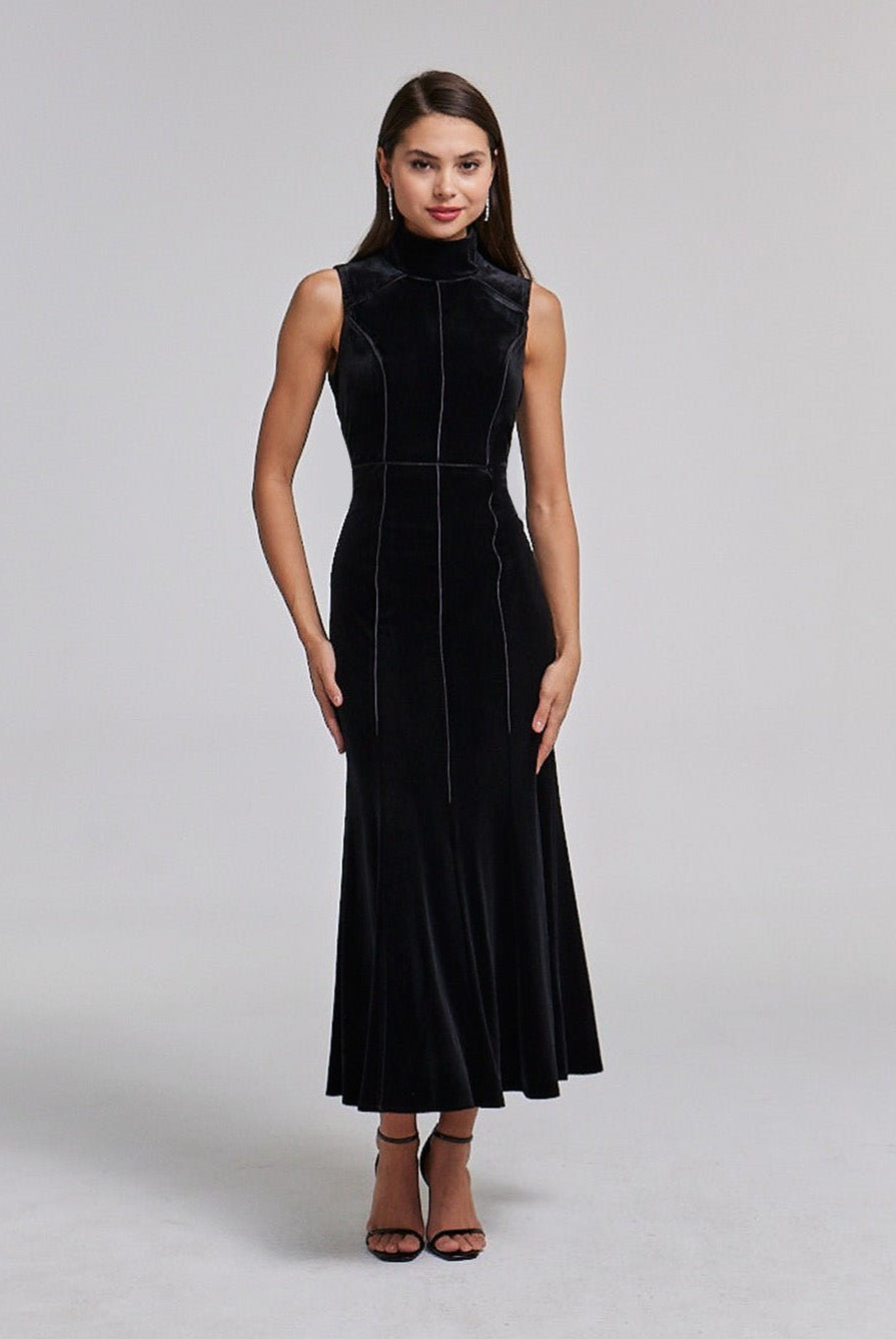 Velvet A - line Sleeveless Dress - shopaleena