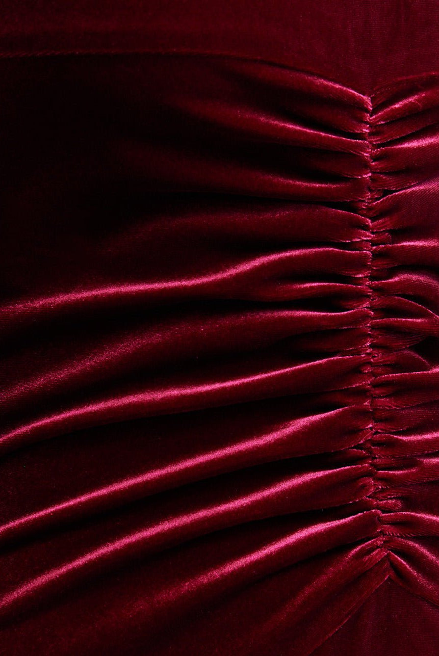 Velvet Gathered Waist Maxi Dress - shopaleena