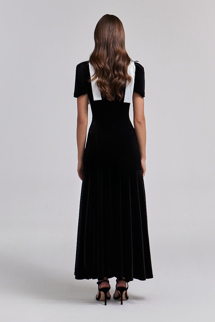 Velvet Puff Sleeve Maxi Dress - shopaleena
