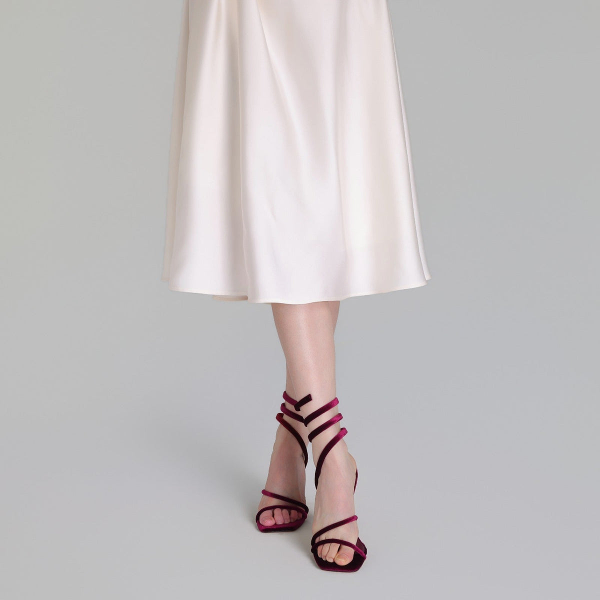 Velvet Spiral Strap High Heel Sandals - shopaleena