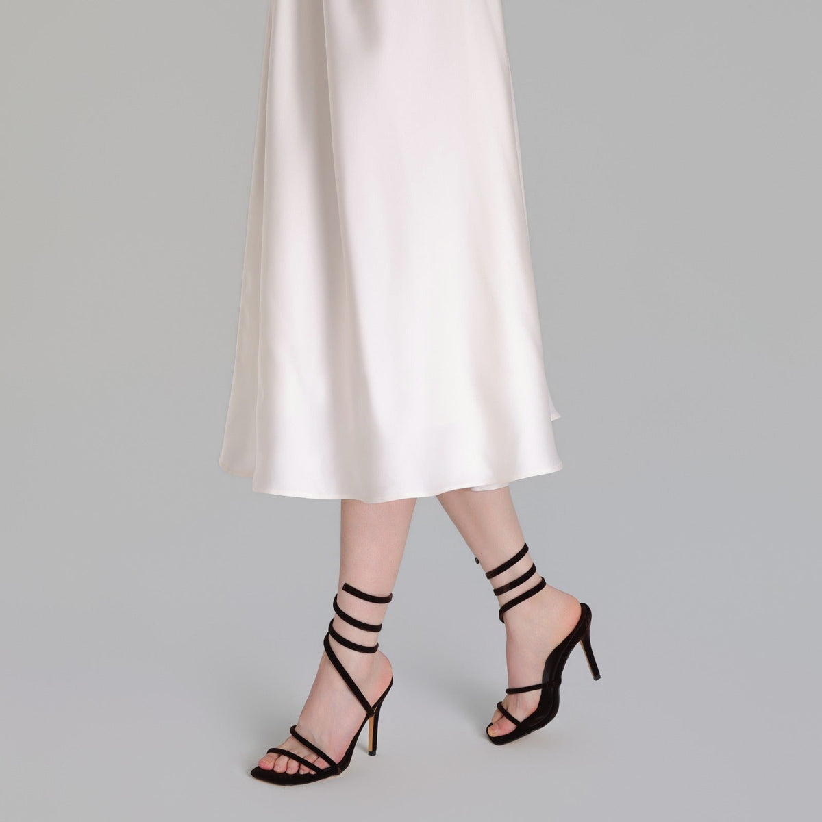 Velvet Spiral Strap High Heel Sandals - shopaleena
