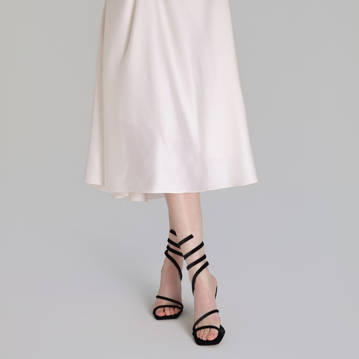 Velvet Spiral Strap High Heel Sandals - shopaleena