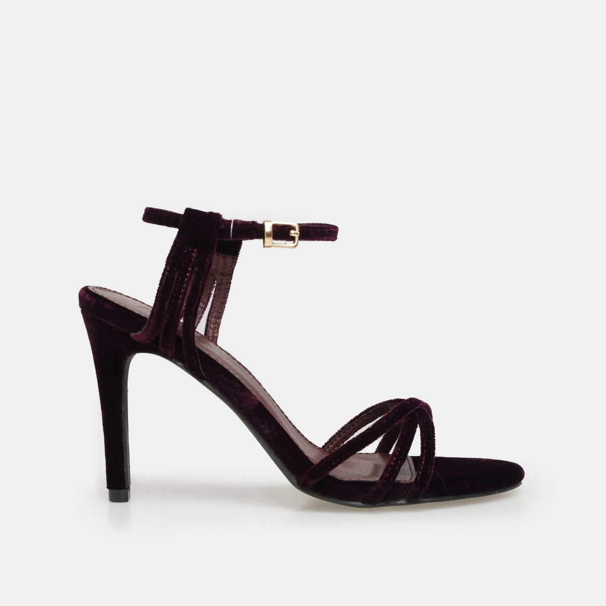 Velvet Strappy High Heel Sandals - shopaleena