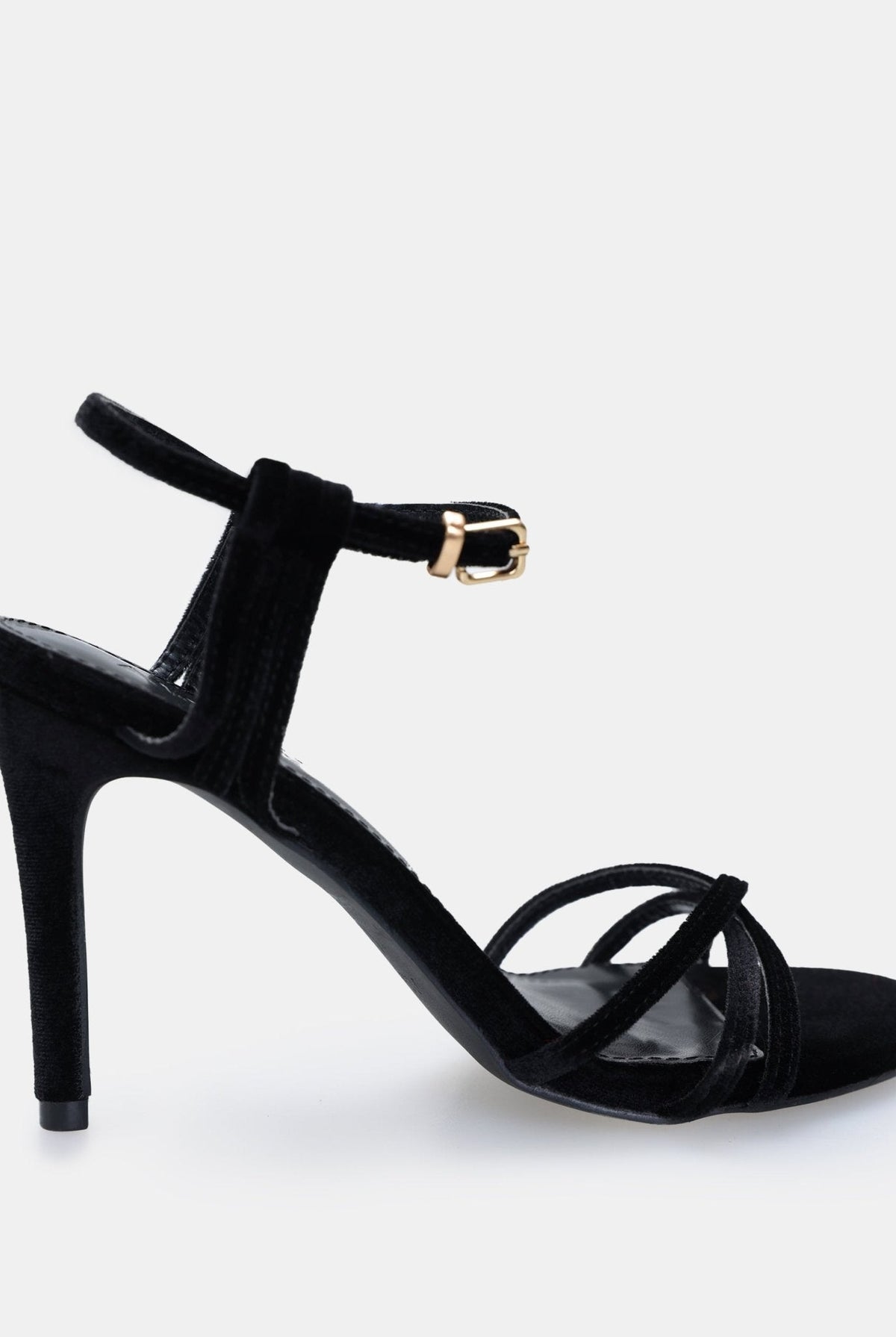 Velvet Strappy High Heel Sandals - shopaleena