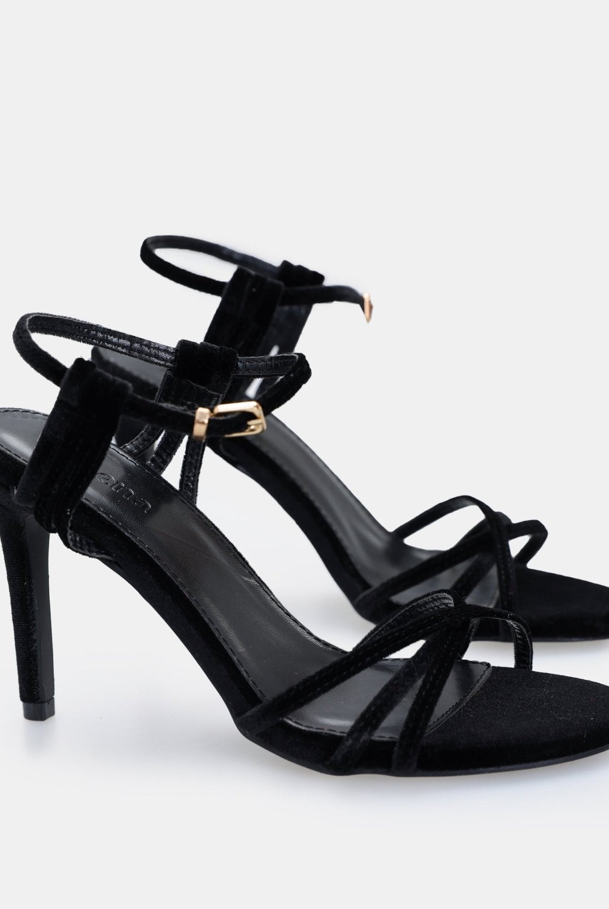 Velvet Strappy High Heel Sandals - shopaleena