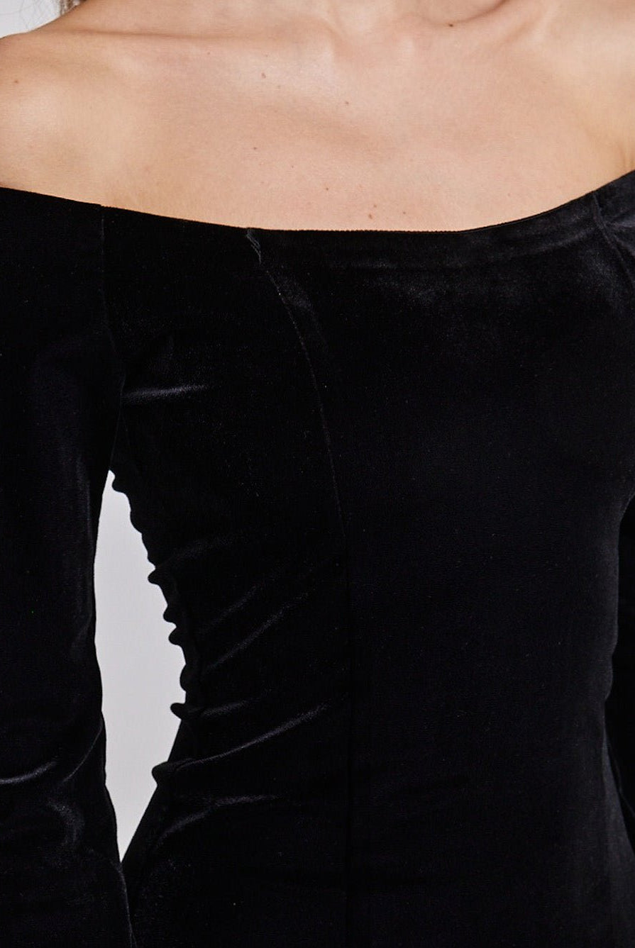 Velvet - Taffeta Off Shoulder A - line Dress - shopaleena