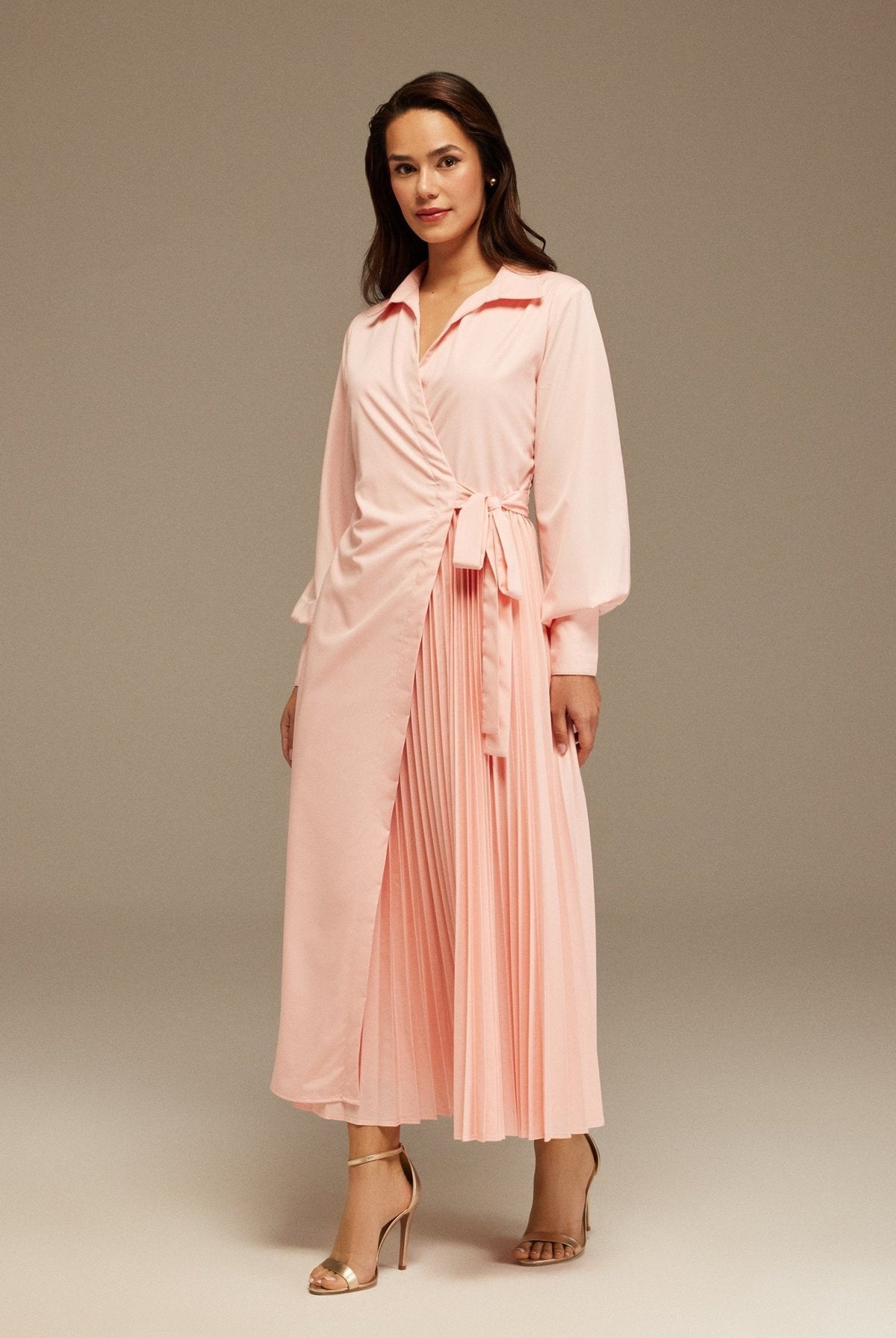 Warped Dress Poplin With Pleats - shopaleena