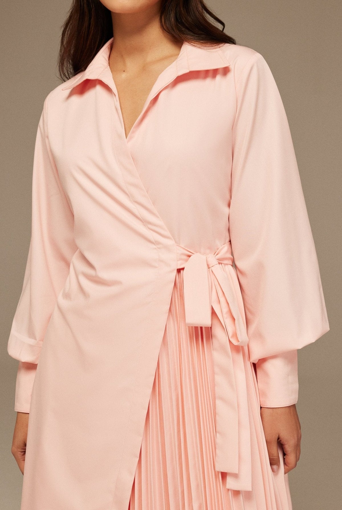Warped Dress Poplin With Pleats - shopaleena