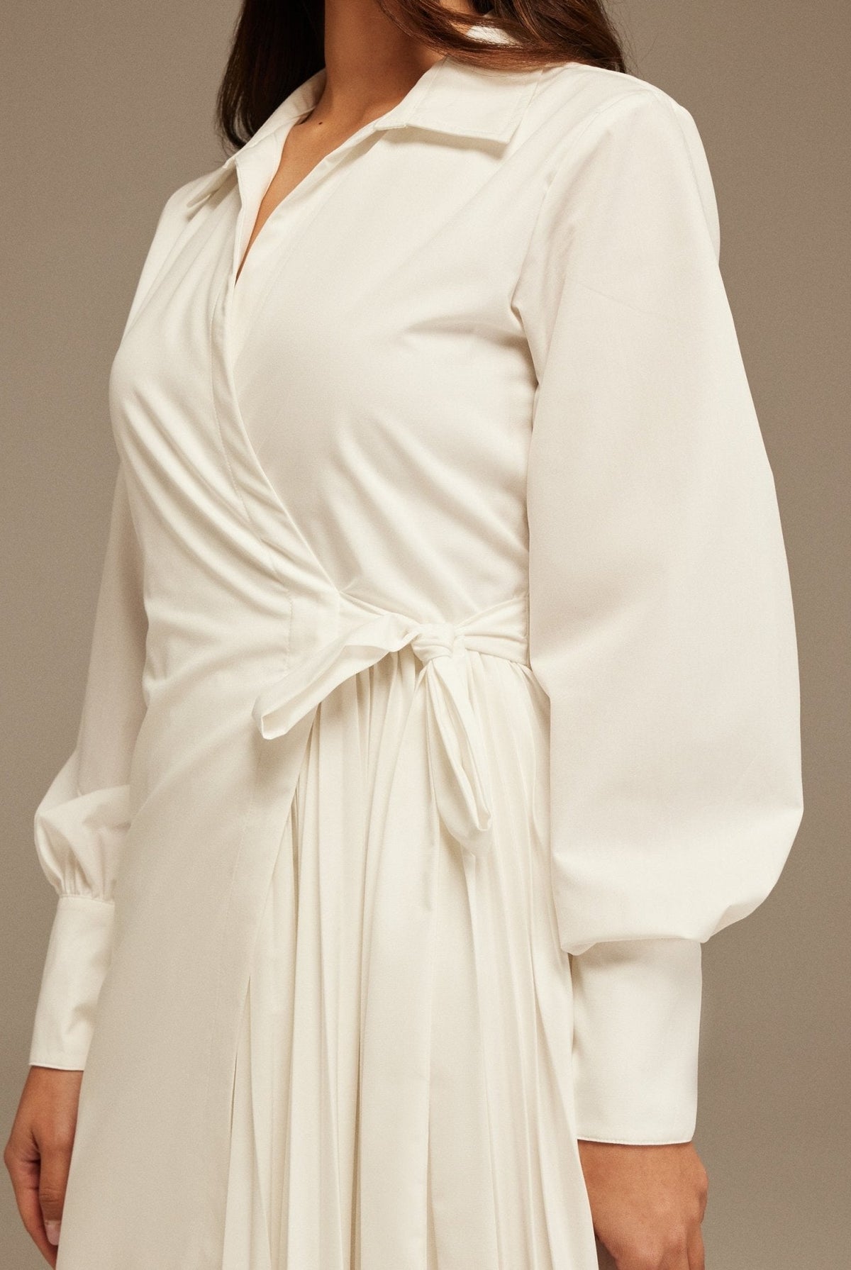 Warped Dress Poplin With Pleats - shopaleena