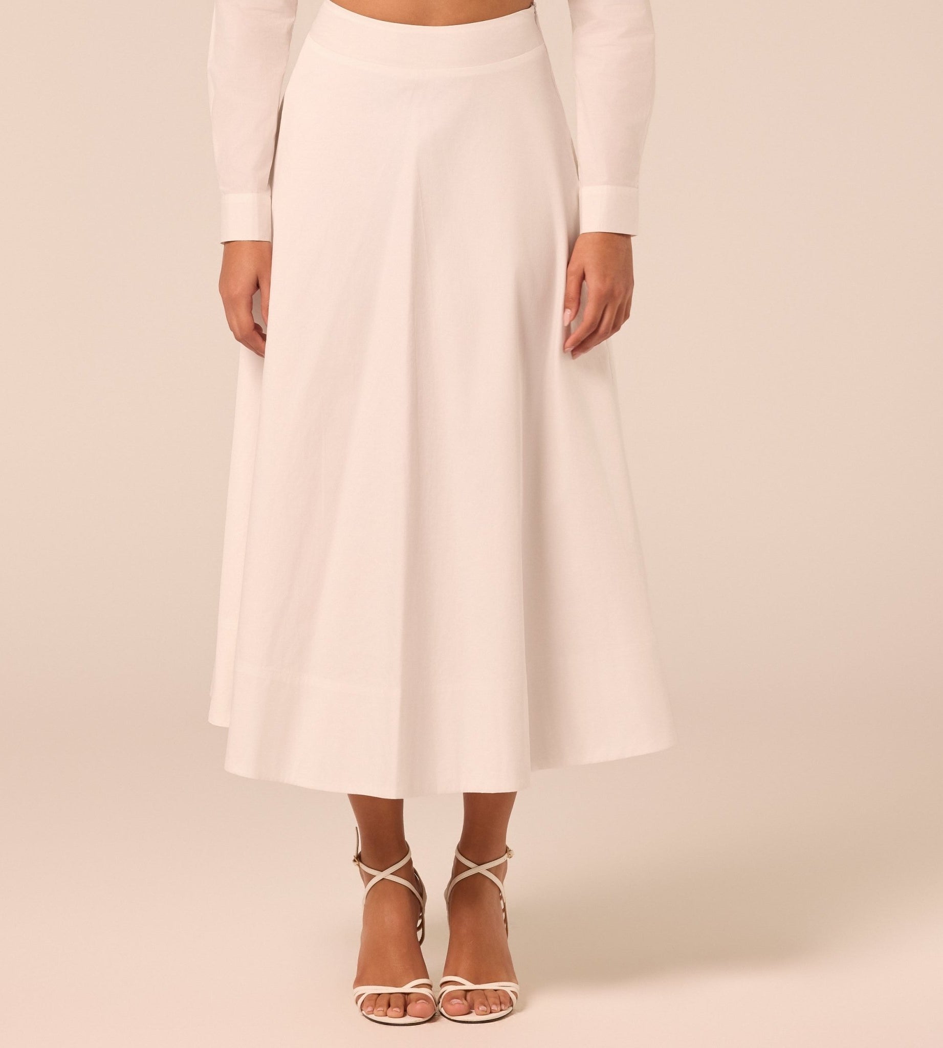 White A Line Cotton Midi Skirt - shopaleena