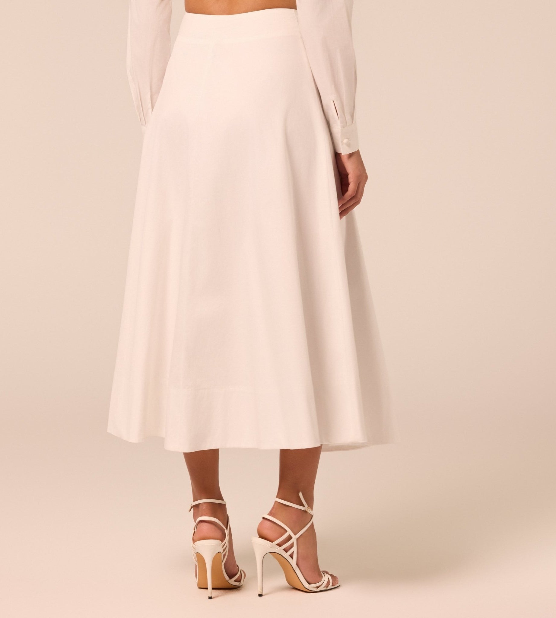 White A Line Cotton Midi Skirt - shopaleena