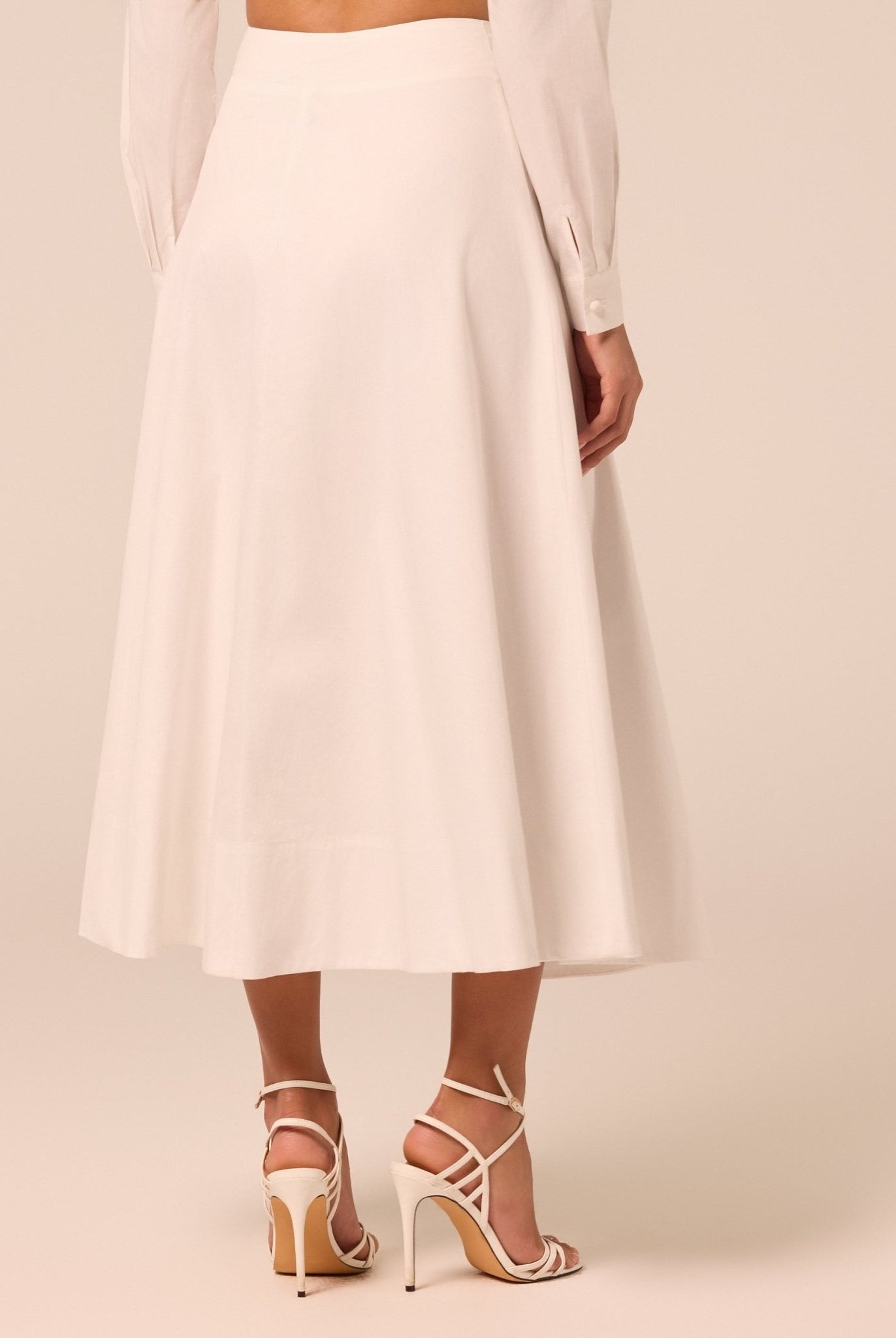 White A Line Cotton Midi Skirt - shopaleena