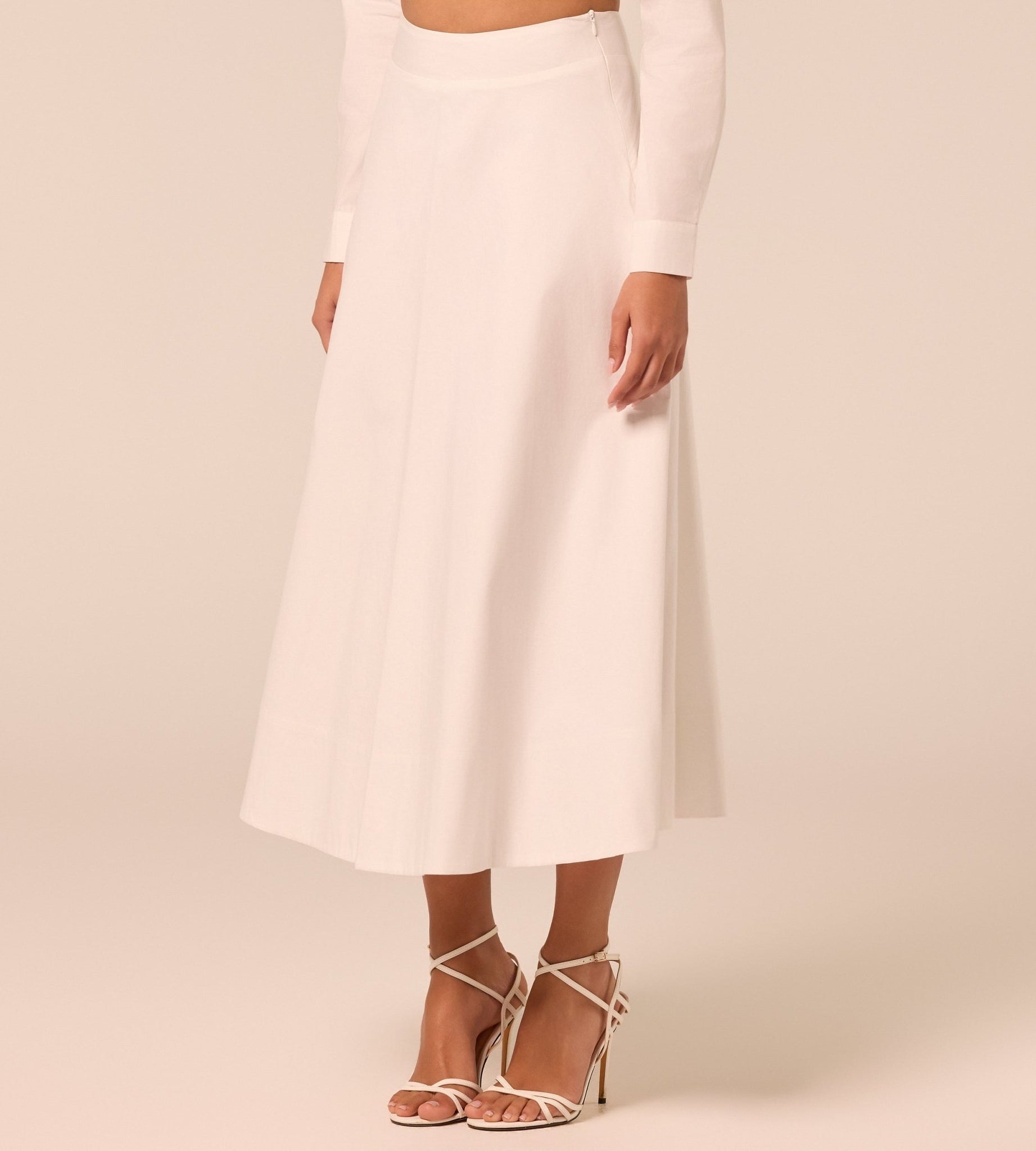 White A Line Cotton Midi Skirt - shopaleena