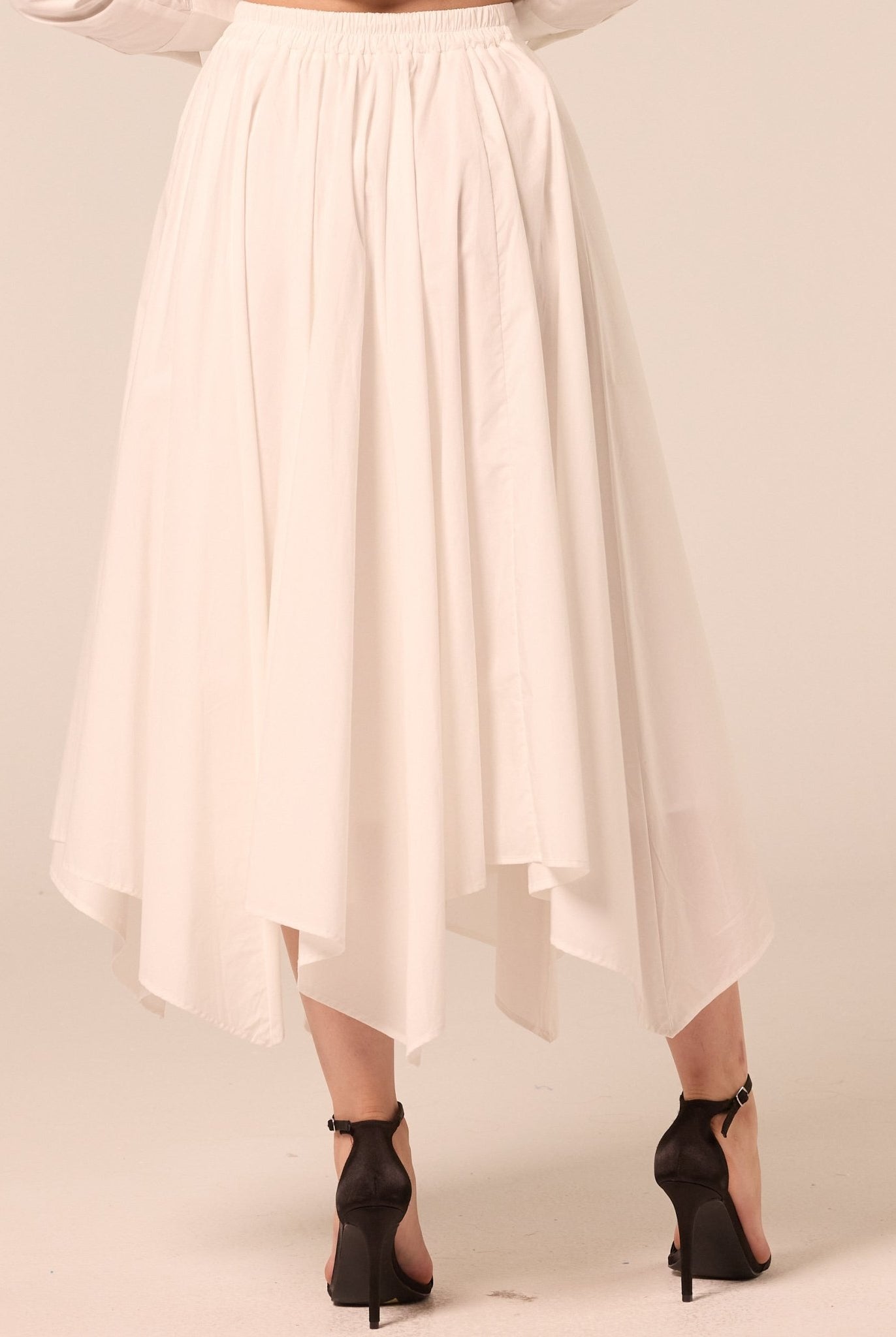 White A Line Cotton Midi Skirt - shopaleena