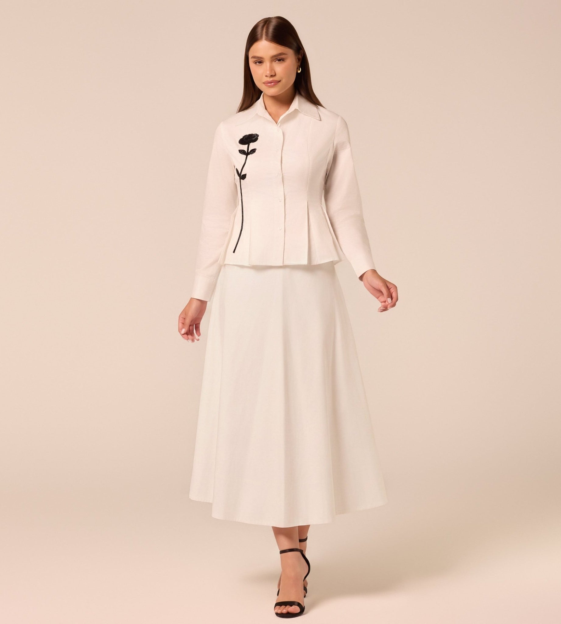 White A Line Cotton Midi Skirt - shopaleena