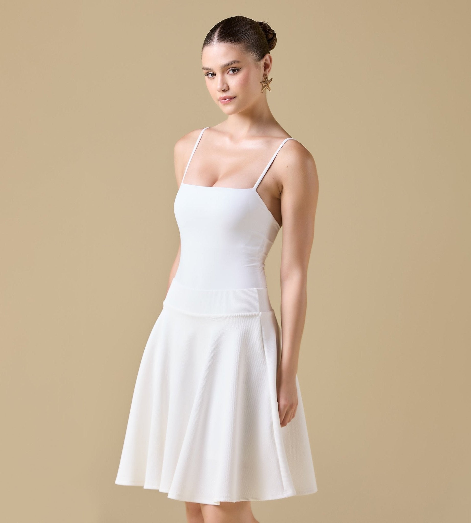 White A - line Swim Skirt - shopaleena