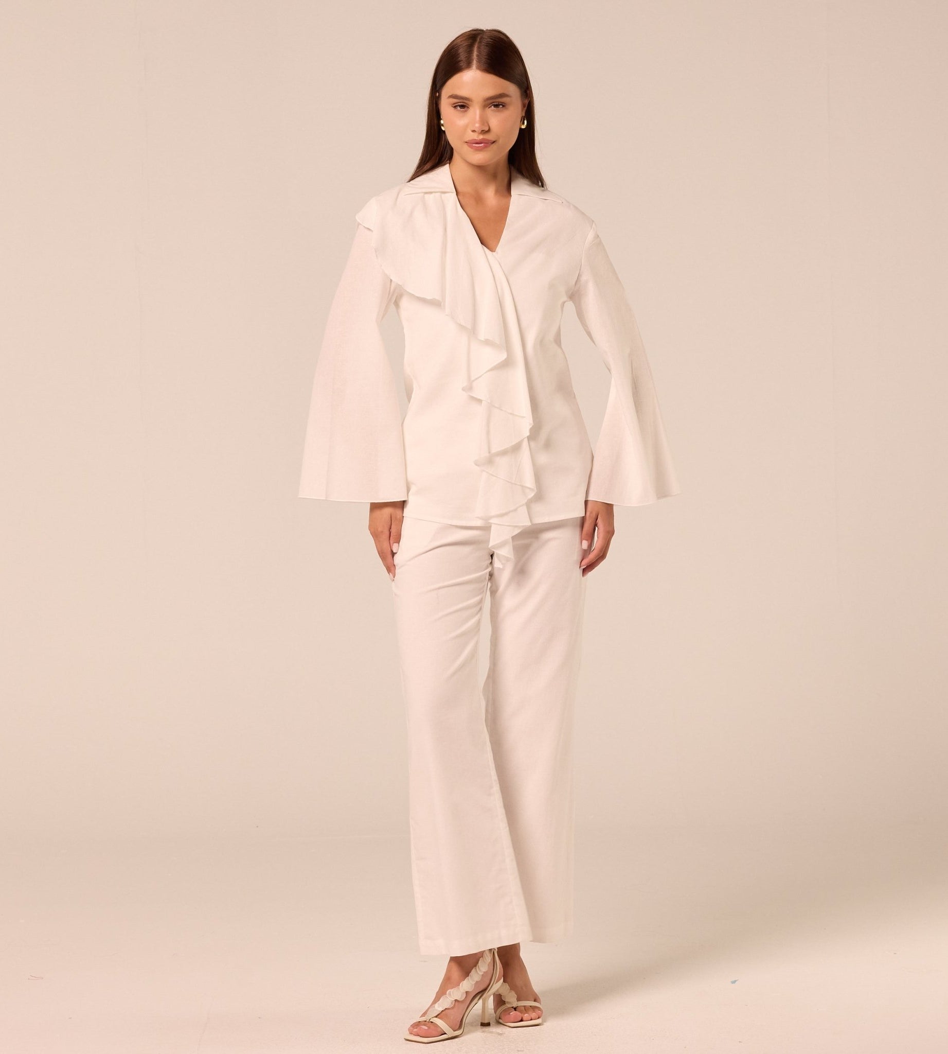 White Cotton Flare Pants - shopaleena