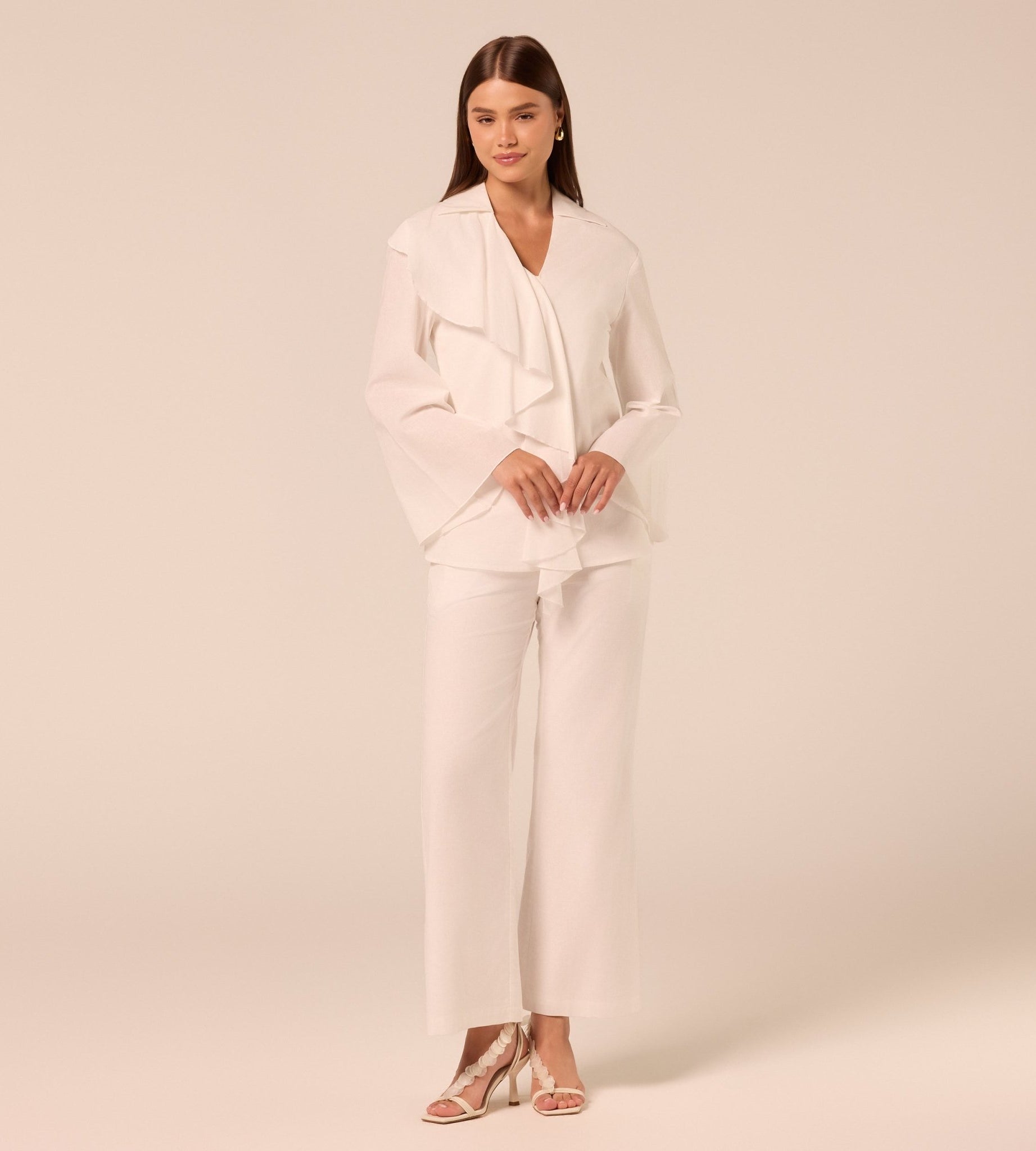 White Cotton Flare Pants - shopaleena