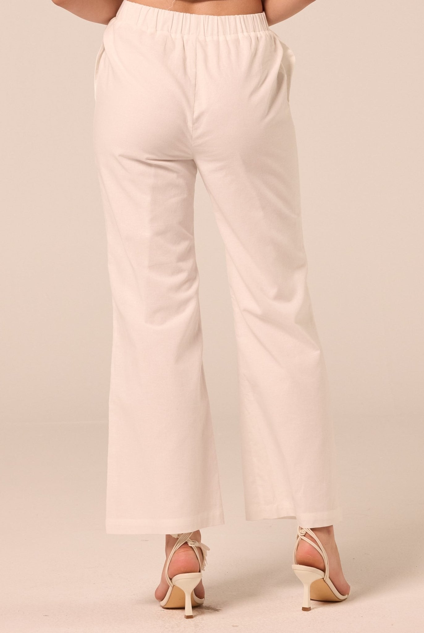 White Cotton Flare Pants - shopaleena