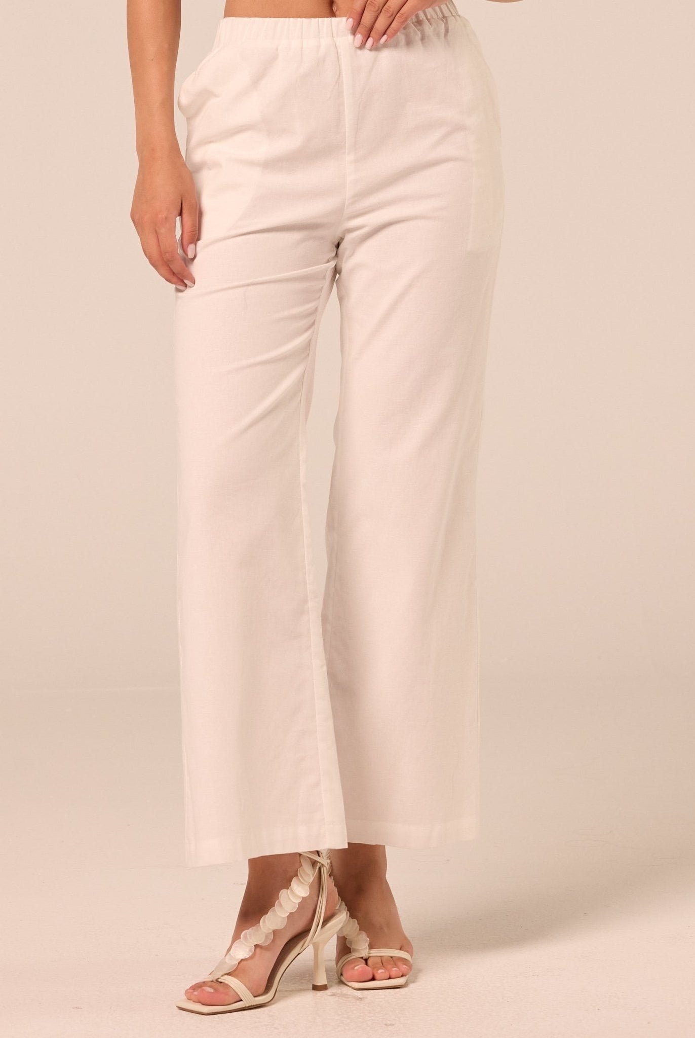 White Cotton Flare Pants - shopaleena