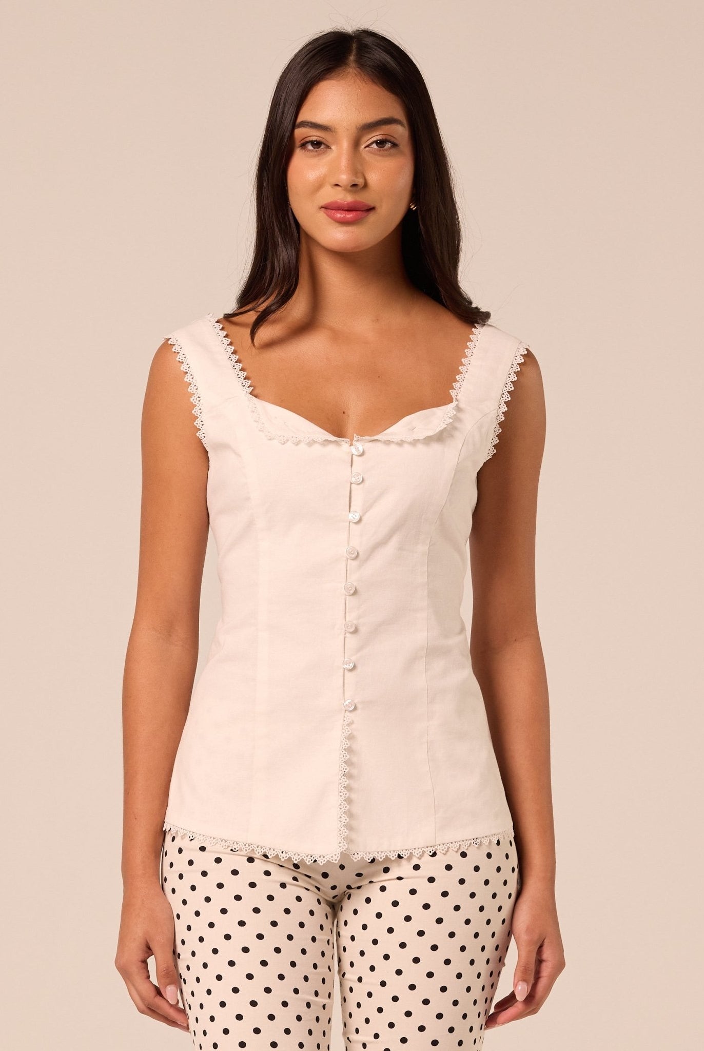 White Cotton-Linen Corset-Style Top - shopaleena