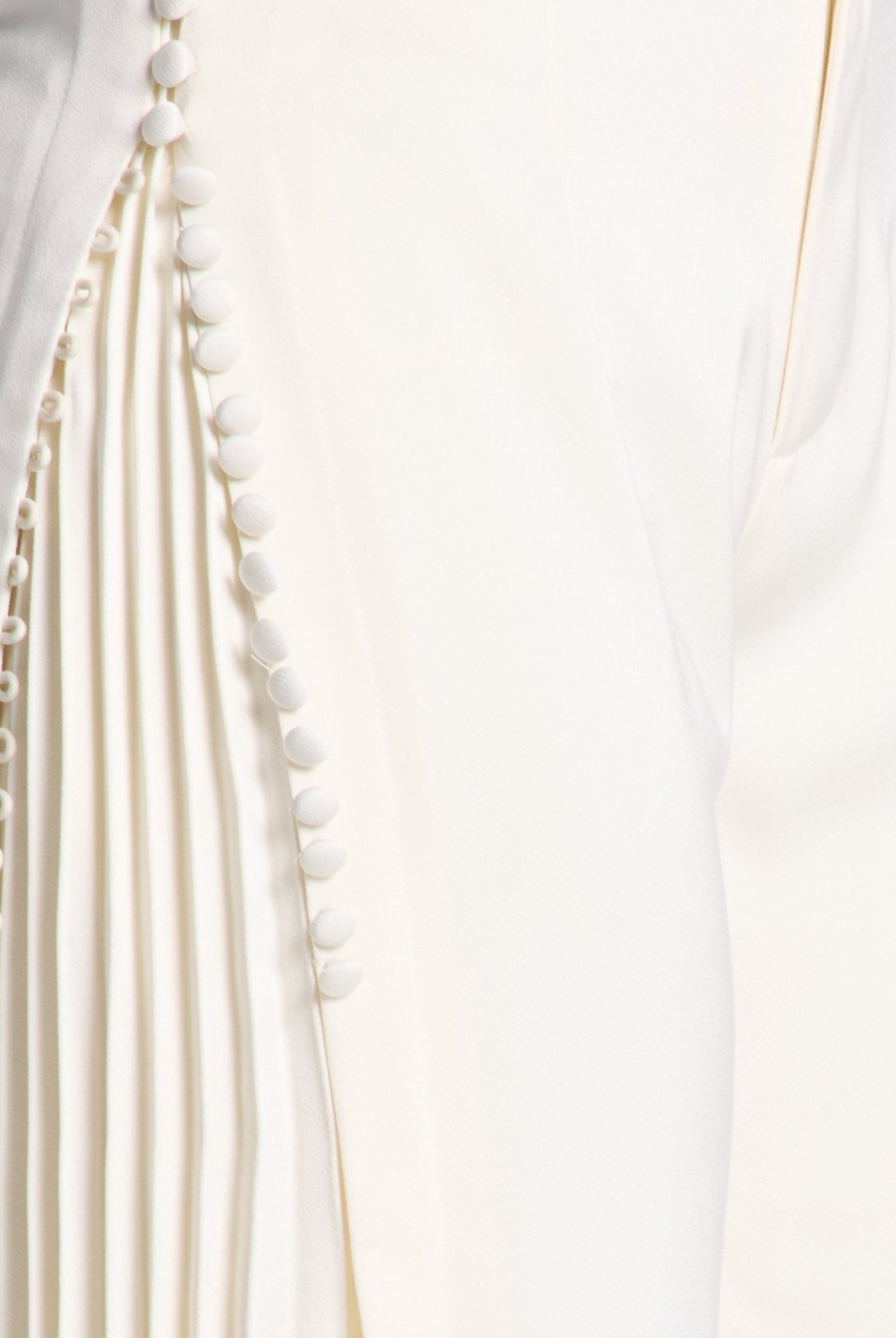 White Crepe Pants with Side Chiffon Godet - shopaleena