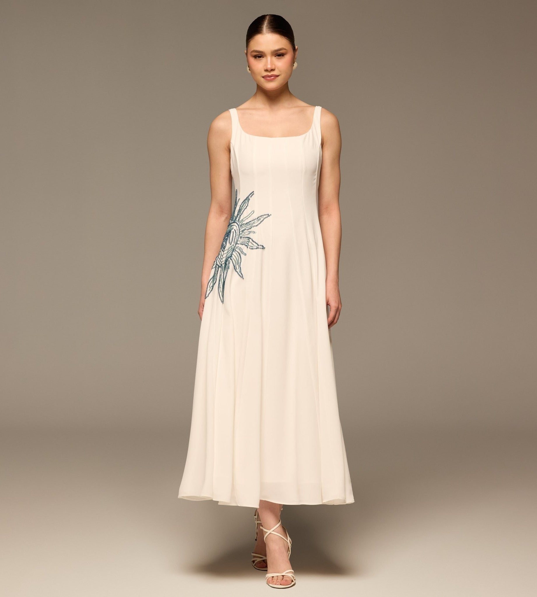 White Crepe Spaghetti Strap Maxi - shopaleena