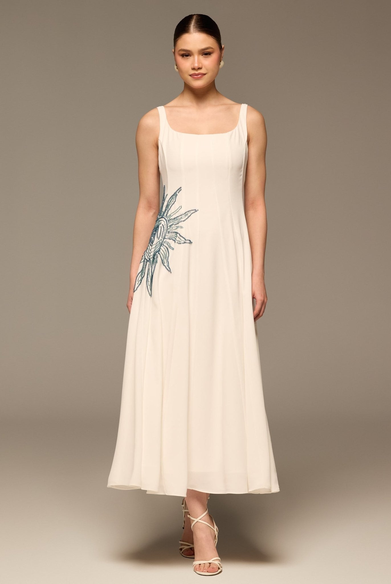 White Crepe Spaghetti Strap Maxi - shopaleena