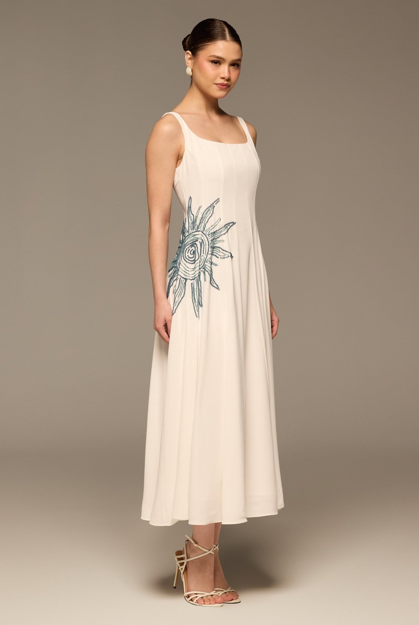 White Crepe Spaghetti Strap Maxi - shopaleena