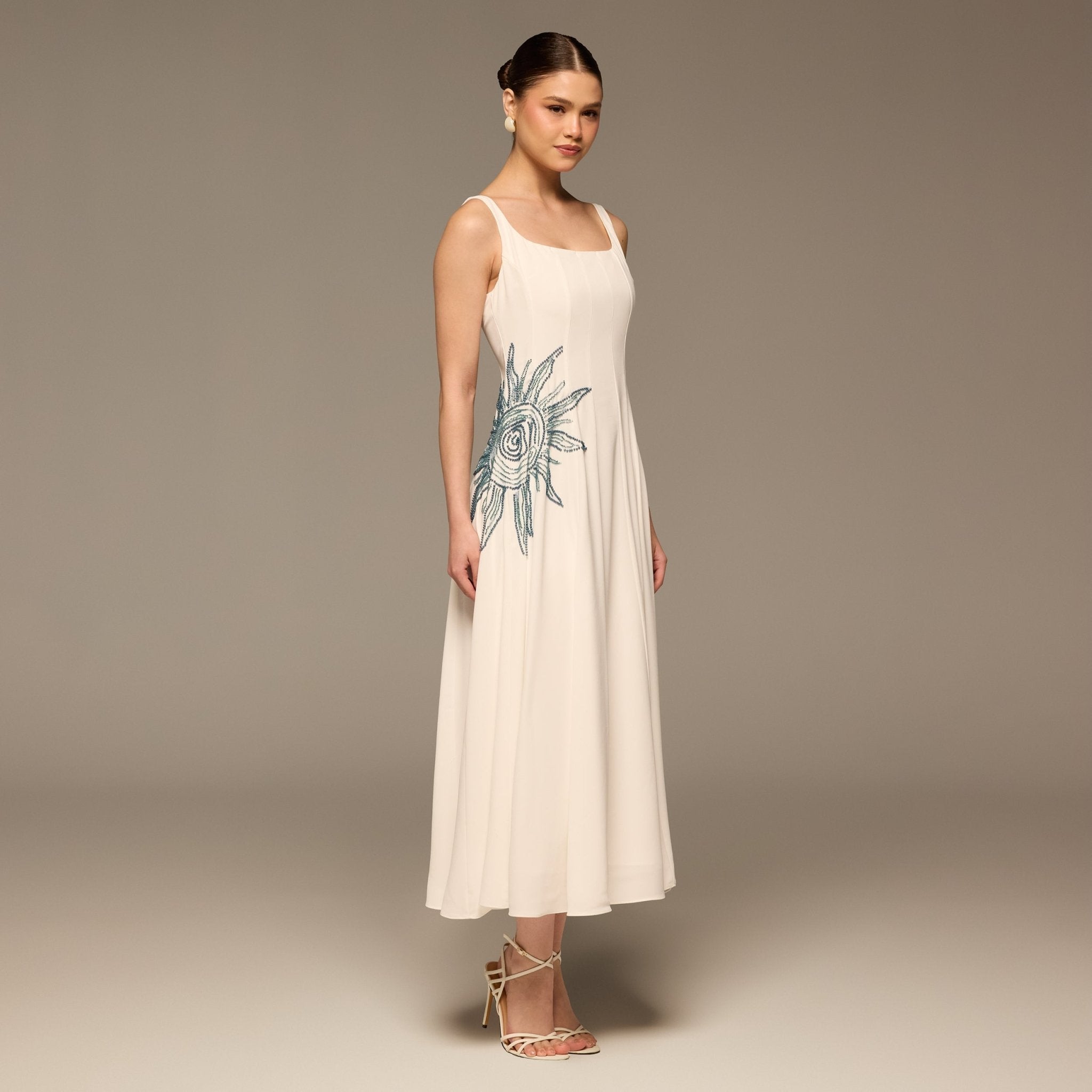 White Crepe Spaghetti Strap Maxi - shopaleena