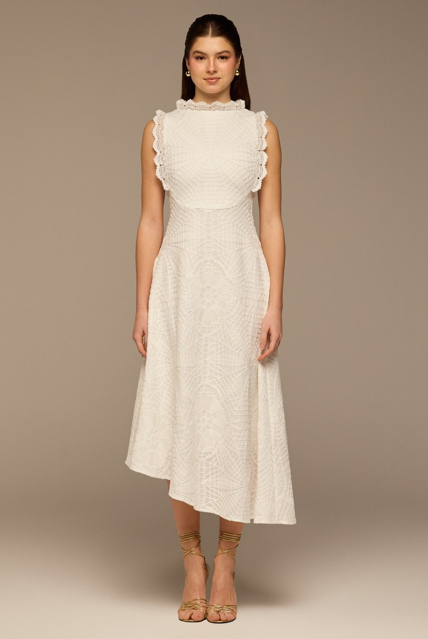 White Crochet Lace High - Neck Maxi Dress - shopaleena