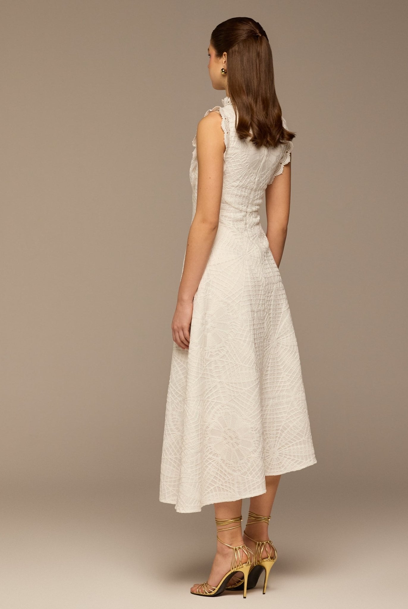 White Crochet Lace High - Neck Maxi Dress - shopaleena