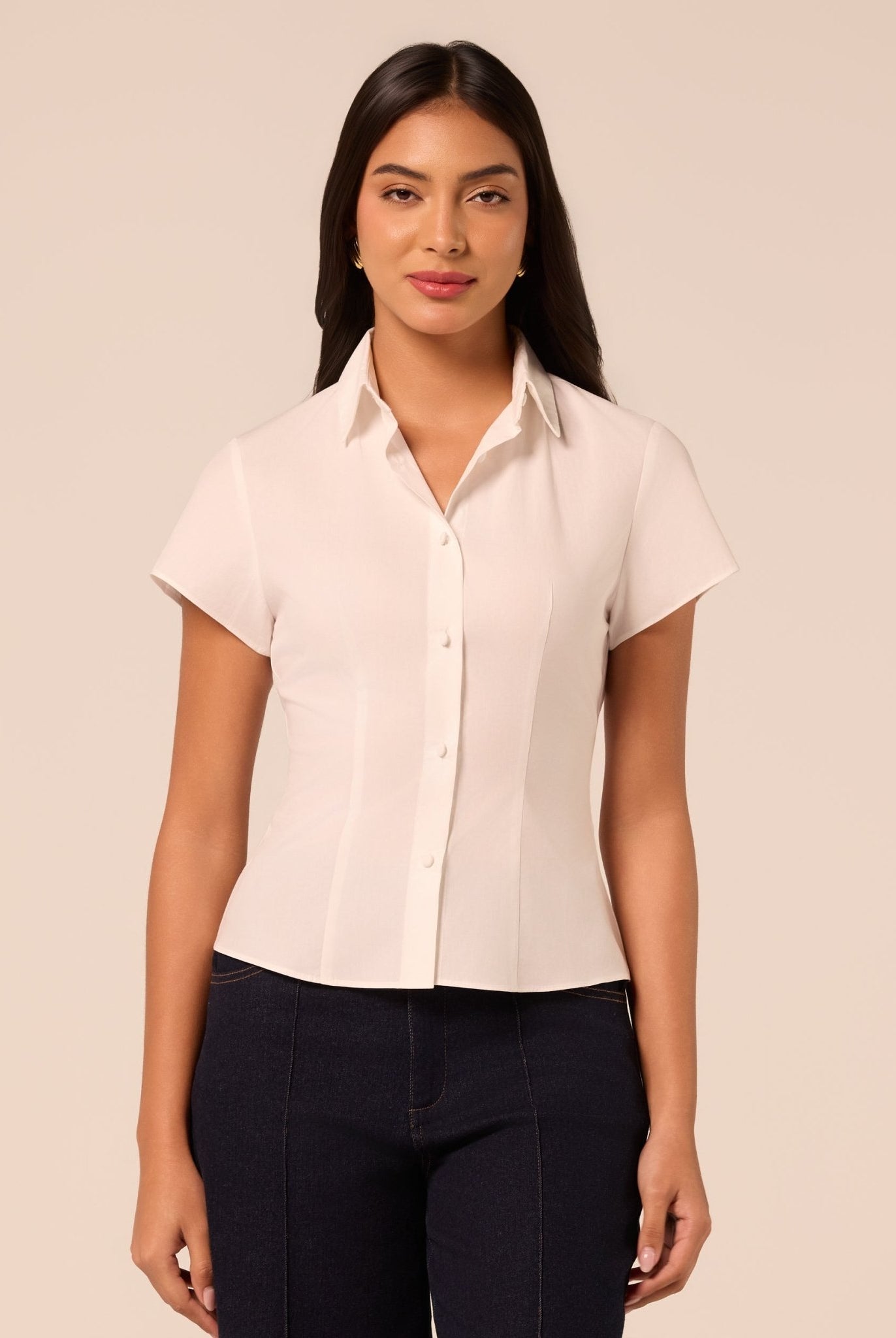 White Cropped Poplin Shirt - shopaleena