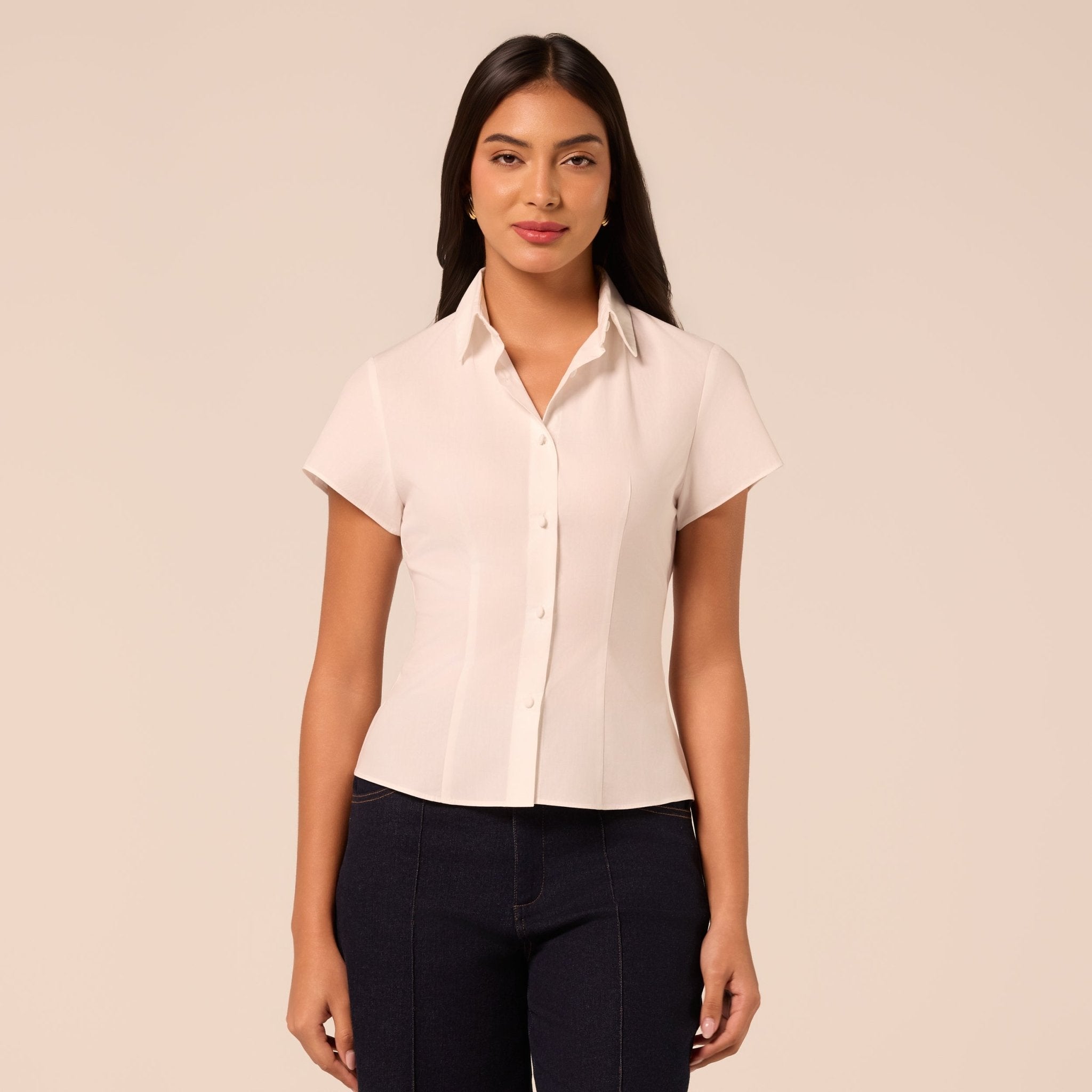 White Cropped Poplin Shirt - shopaleena