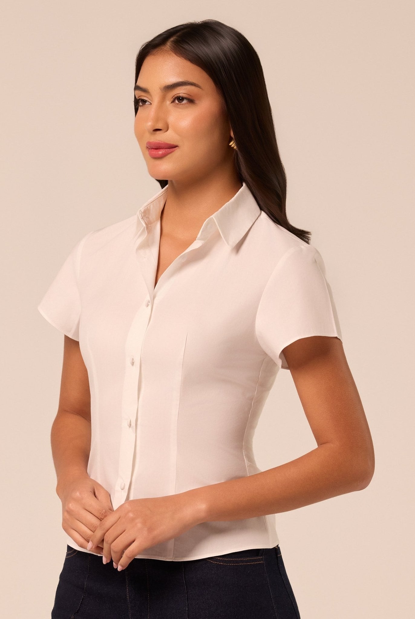 White Cropped Poplin Shirt - shopaleena