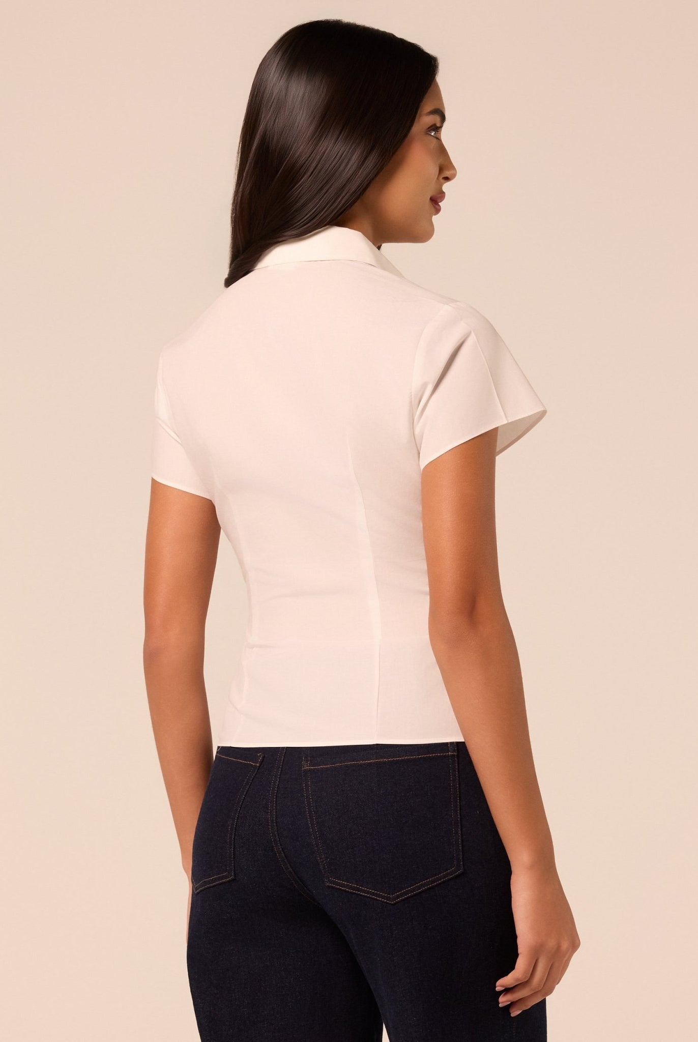 White Cropped Poplin Shirt - shopaleena