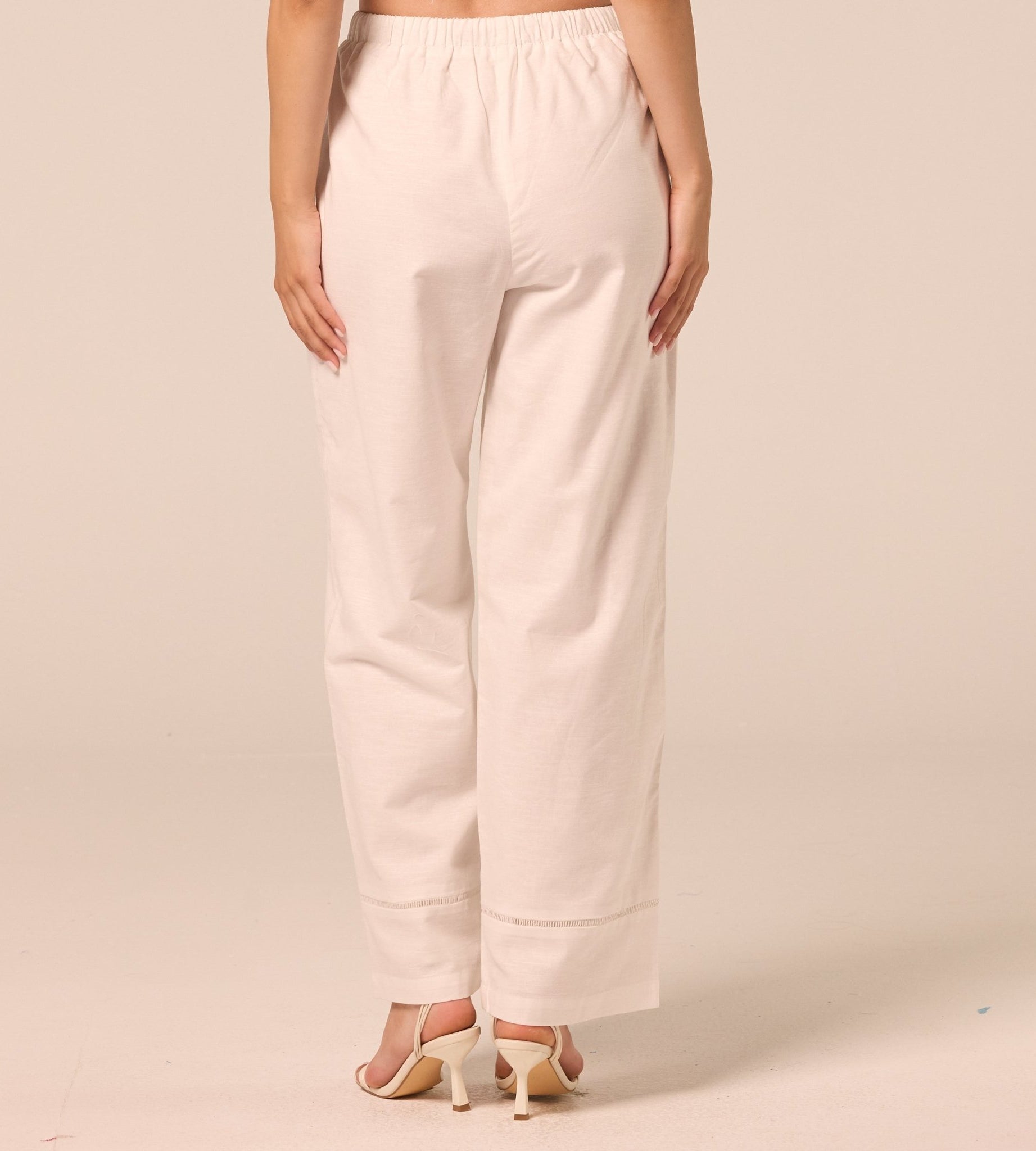 White Drawstring Cotton-Linen Pants - shopaleena