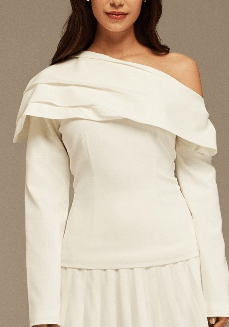 White Dropped Shoulder Long Sleeve Top - shopaleena