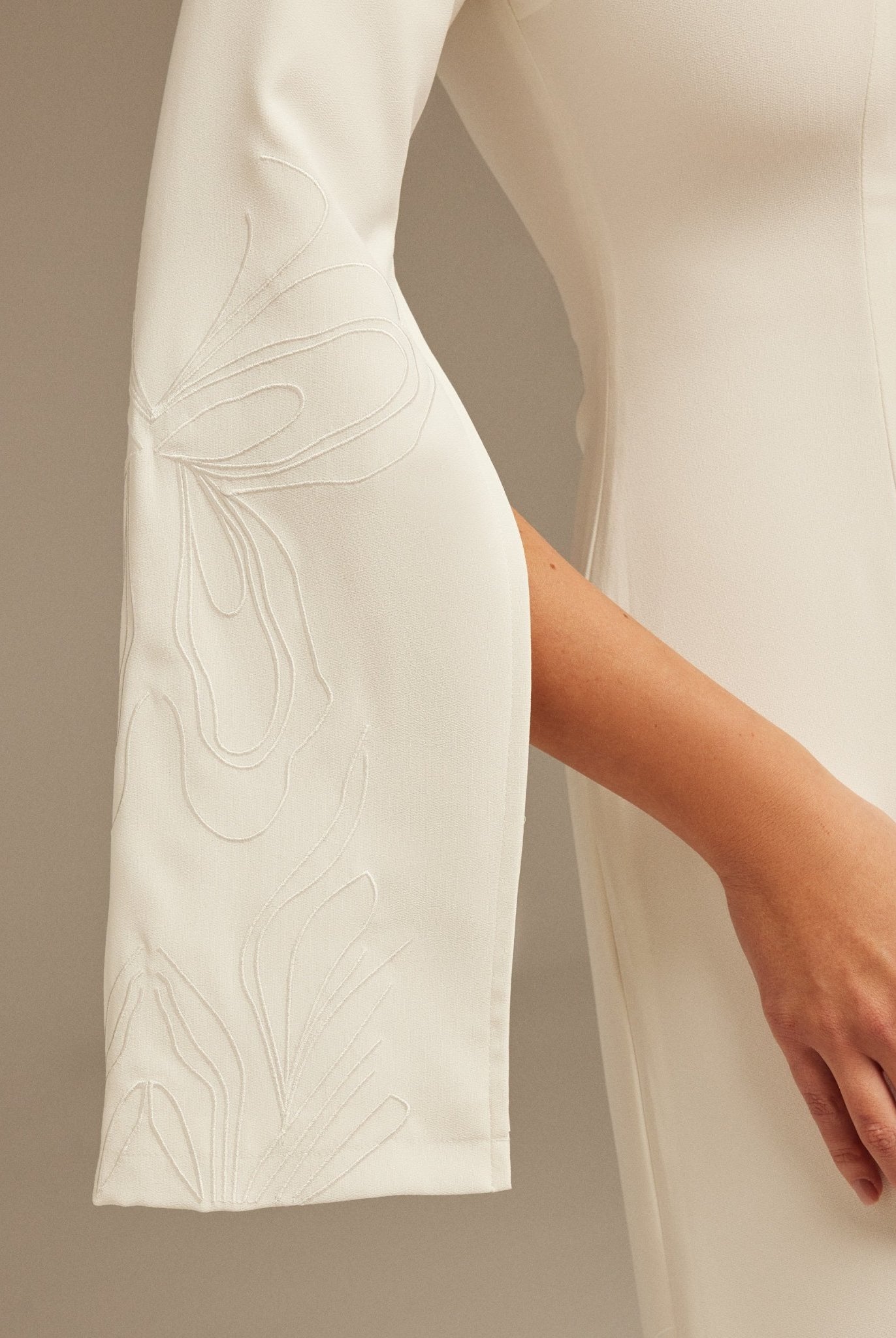 White Embroidered Sleeve Maxi Dress - shopaleena