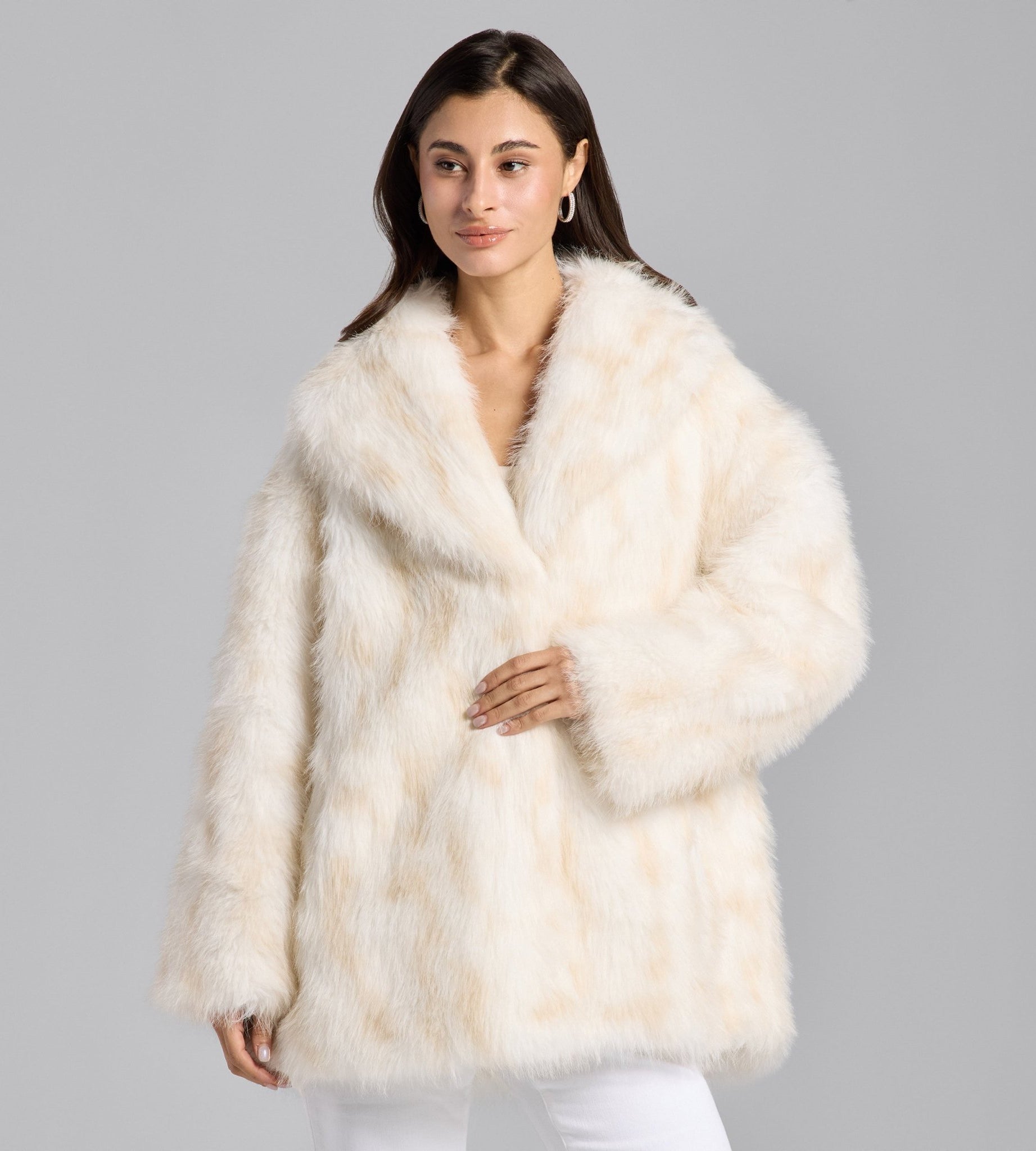 White Faux Fox Fur Coat - shopaleena