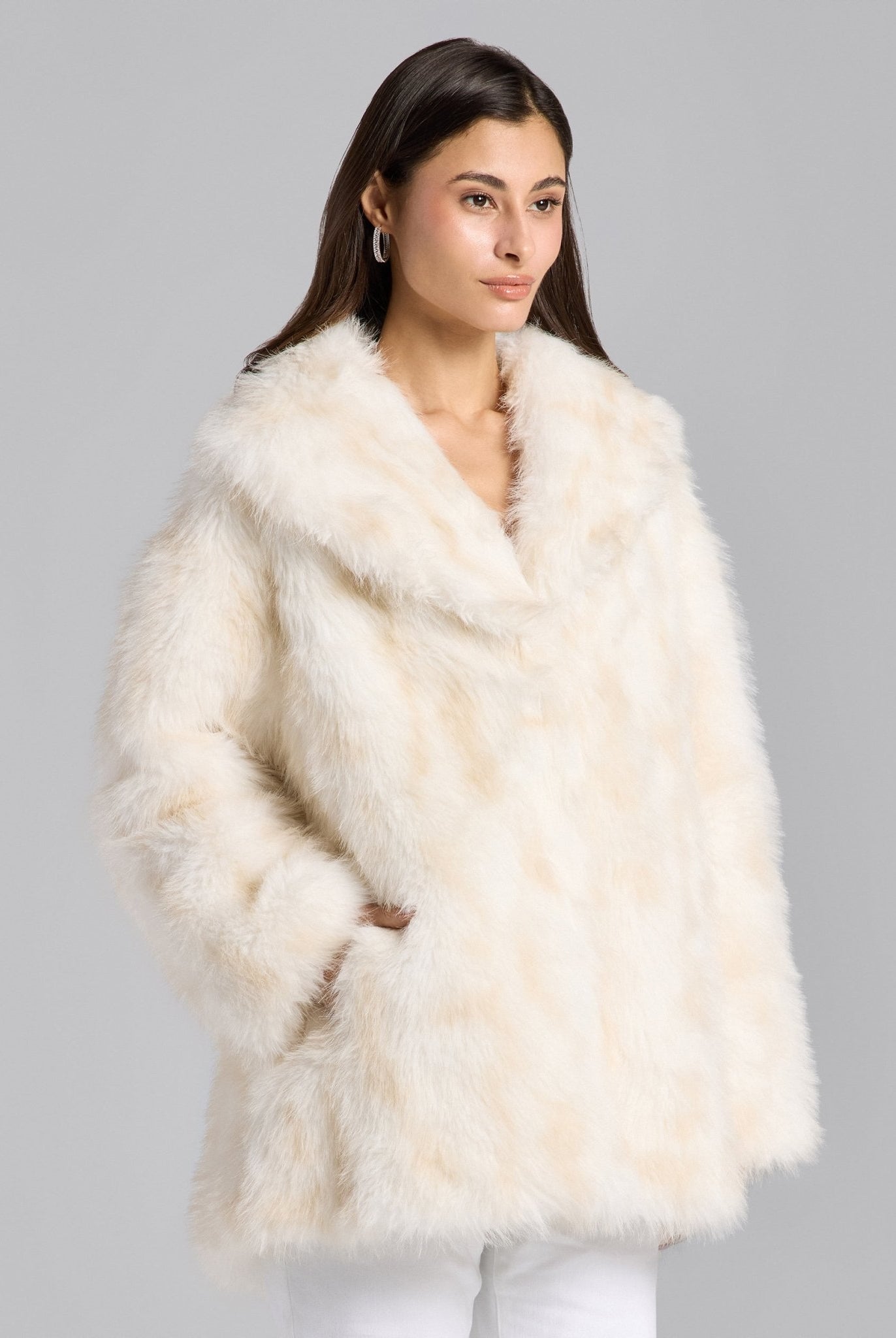 White Faux Fox Fur Coat - shopaleena