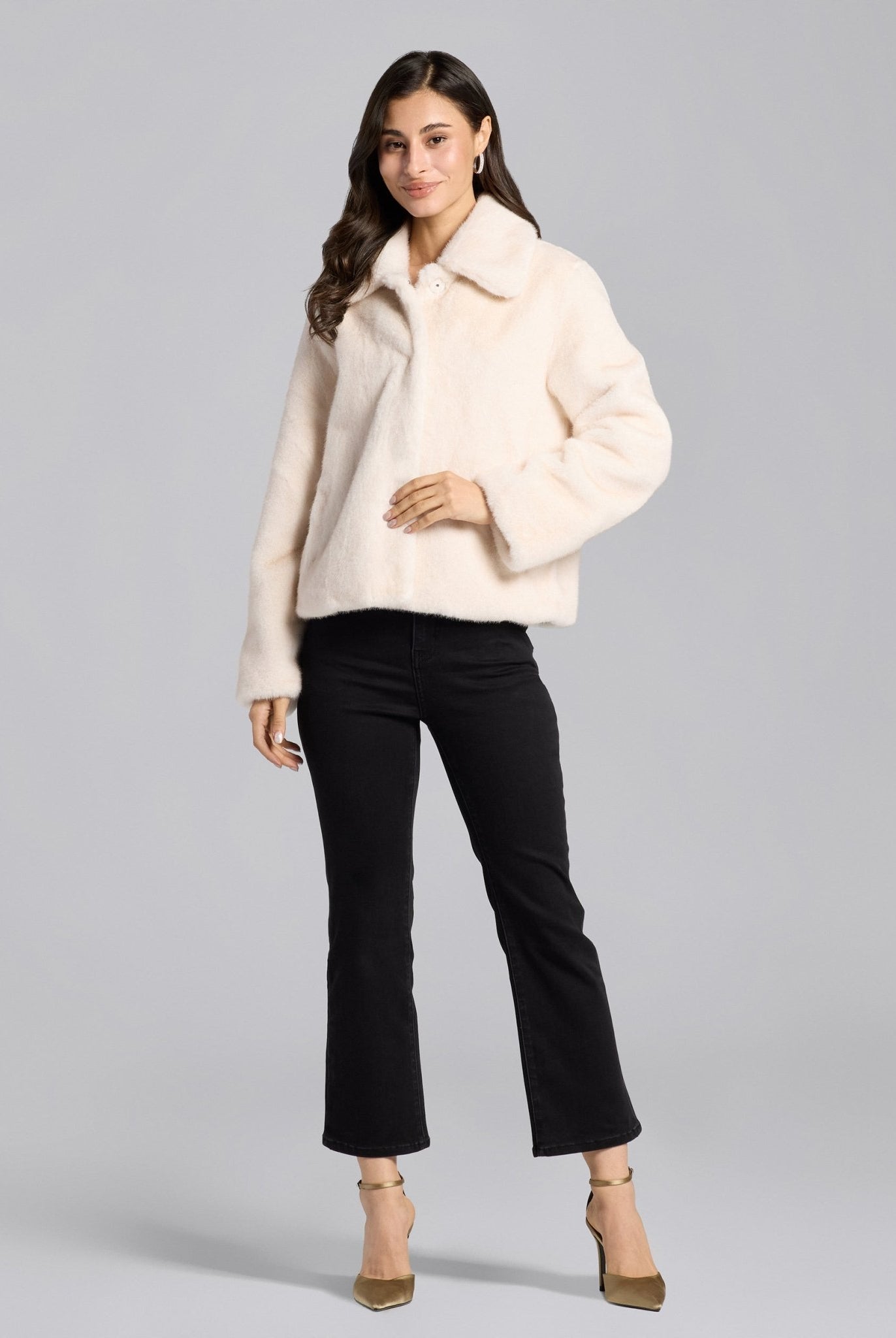 White Faux Mink Fur Jacket - shopaleena