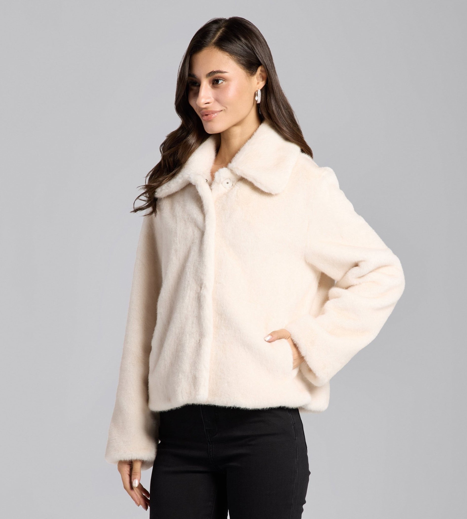 White Faux Mink Fur Jacket - shopaleena