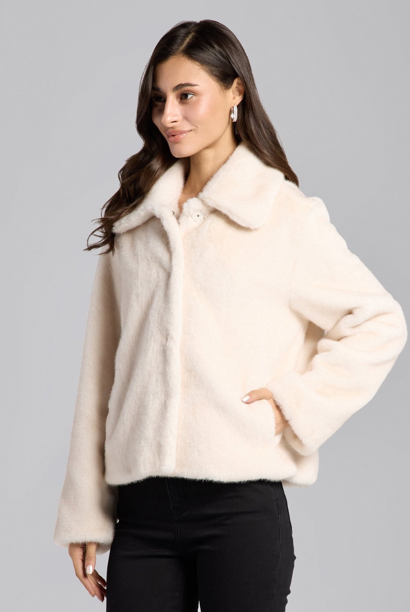 White Faux Mink Fur Jacket - shopaleena